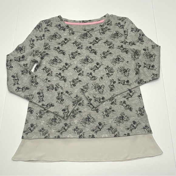 Disney Parks Women’s Gray/Black Long Sleeve Minnie Mouse Top XS Lightweight - Picture 10 of 12